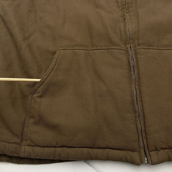 Lightweight Canvas Brown Sherpa Fur Lined Vest Men's Size XXL Workwear Outdoor - Picture 2 of 11